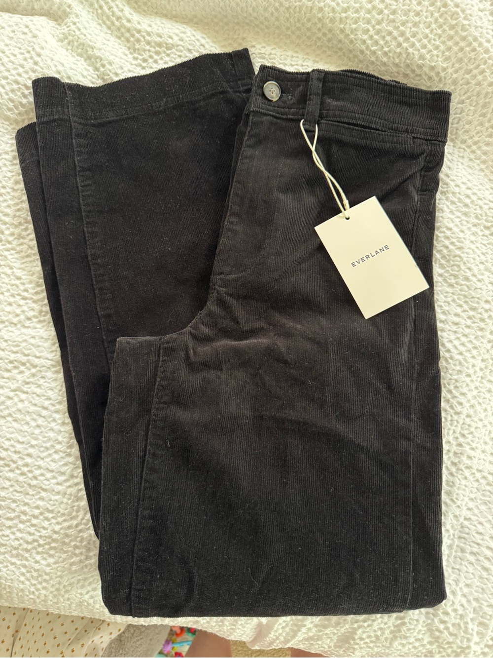 Everlane Wide Leg Black Corduroy Pants NWT